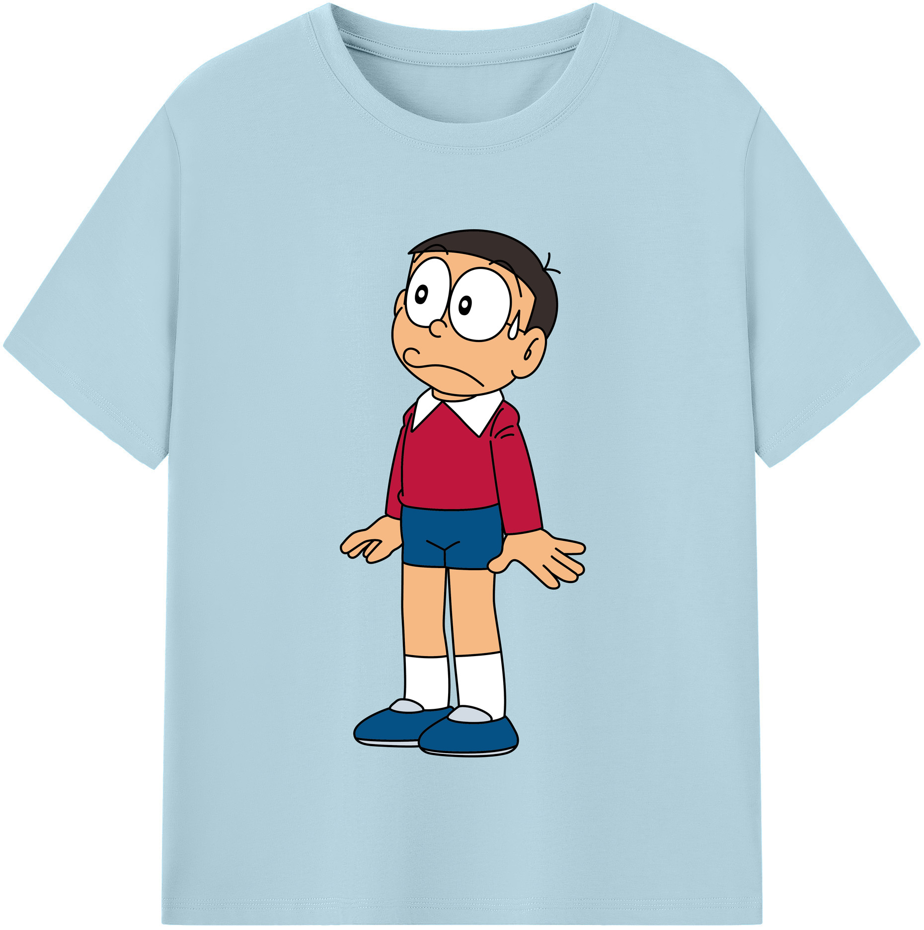（画像用） ドラえもん 野比 のび太 Doraemon Nobita Nobi 綿100％半袖Tシャツ（フロントプリント）